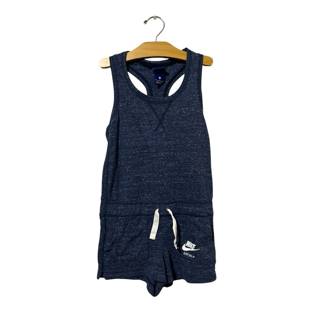 NIKE Girls Sportswear Gym Vintage Romper Blue Heathered Stretch Lounge Small S
